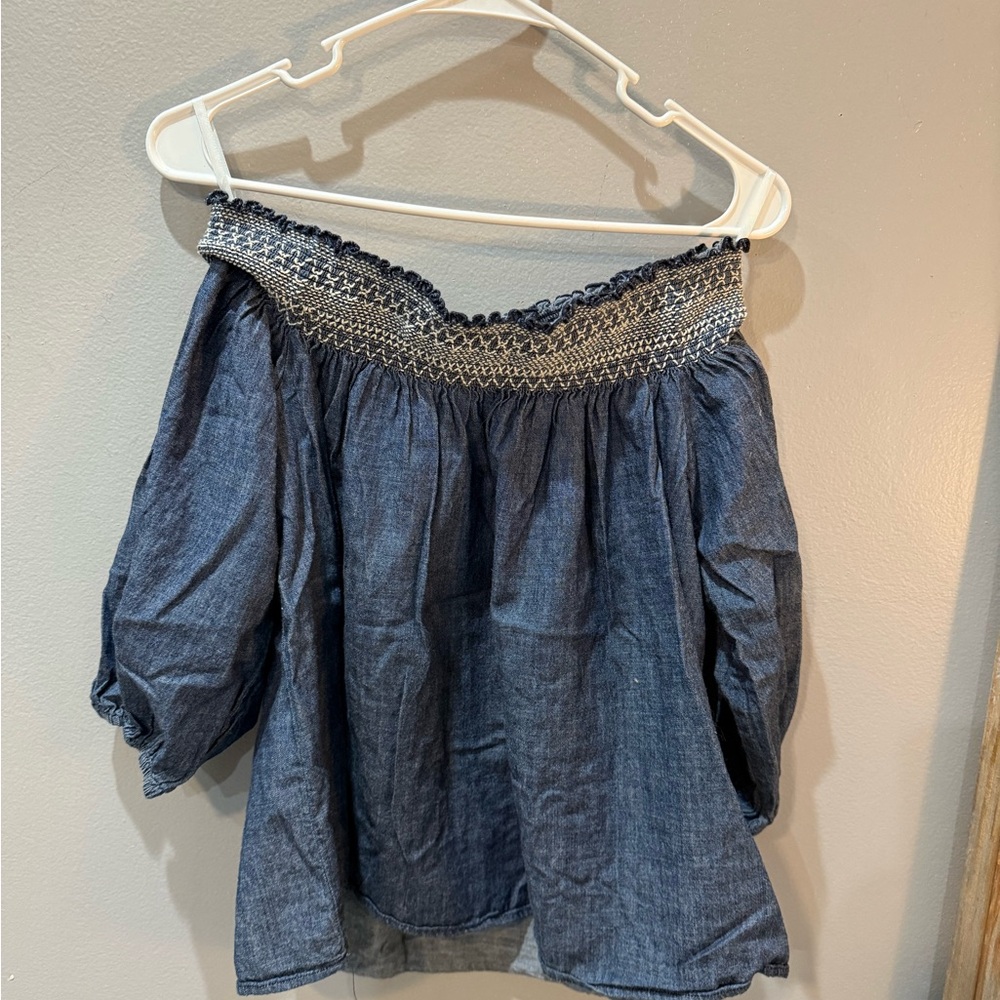 Shyanne Blue Off-Shoulder Blouse